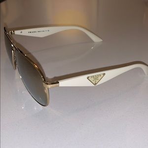 Prada Silver and White Mirror Aviators Authentic